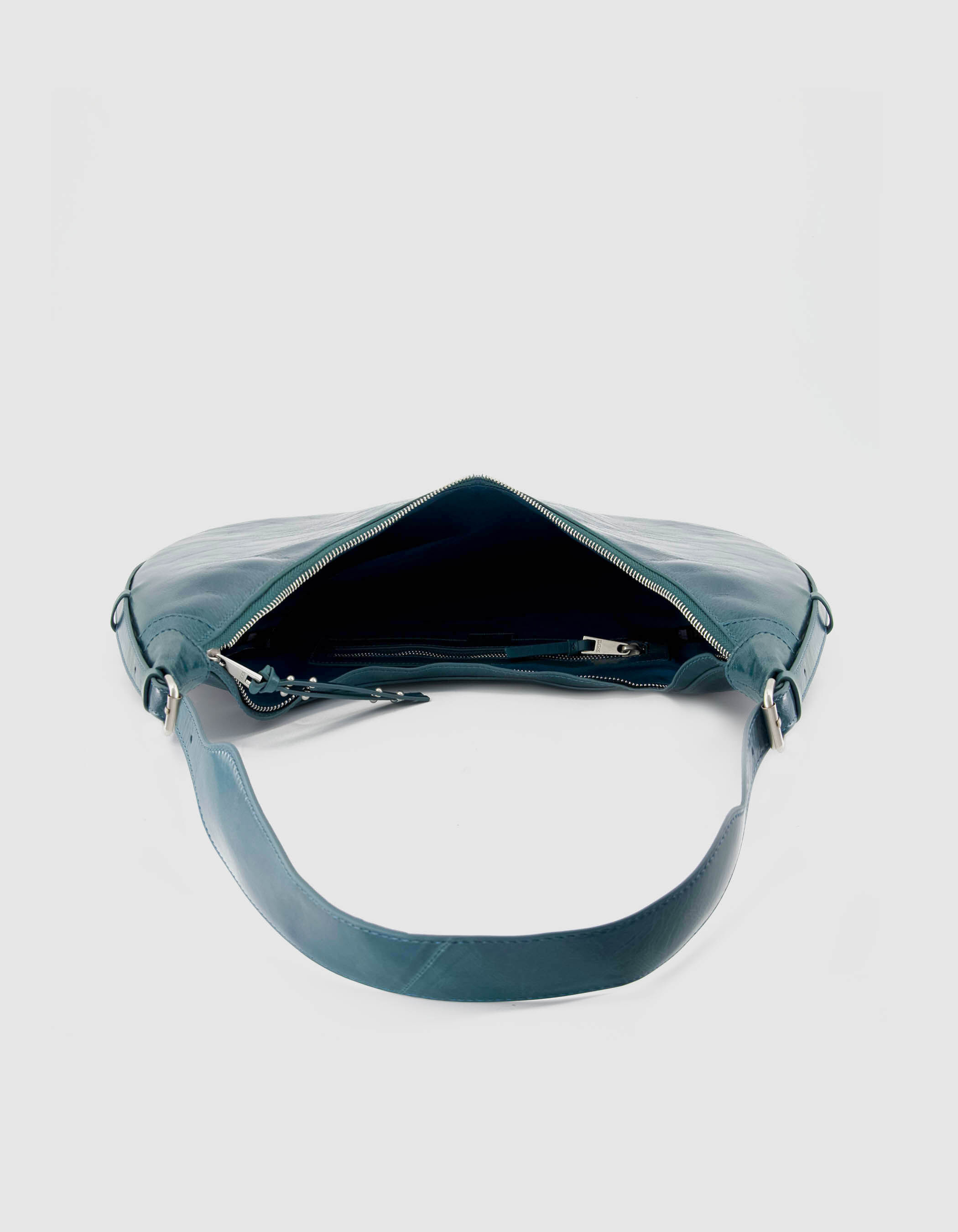 Sac demi-lune vert cuir glacé Allane Femme