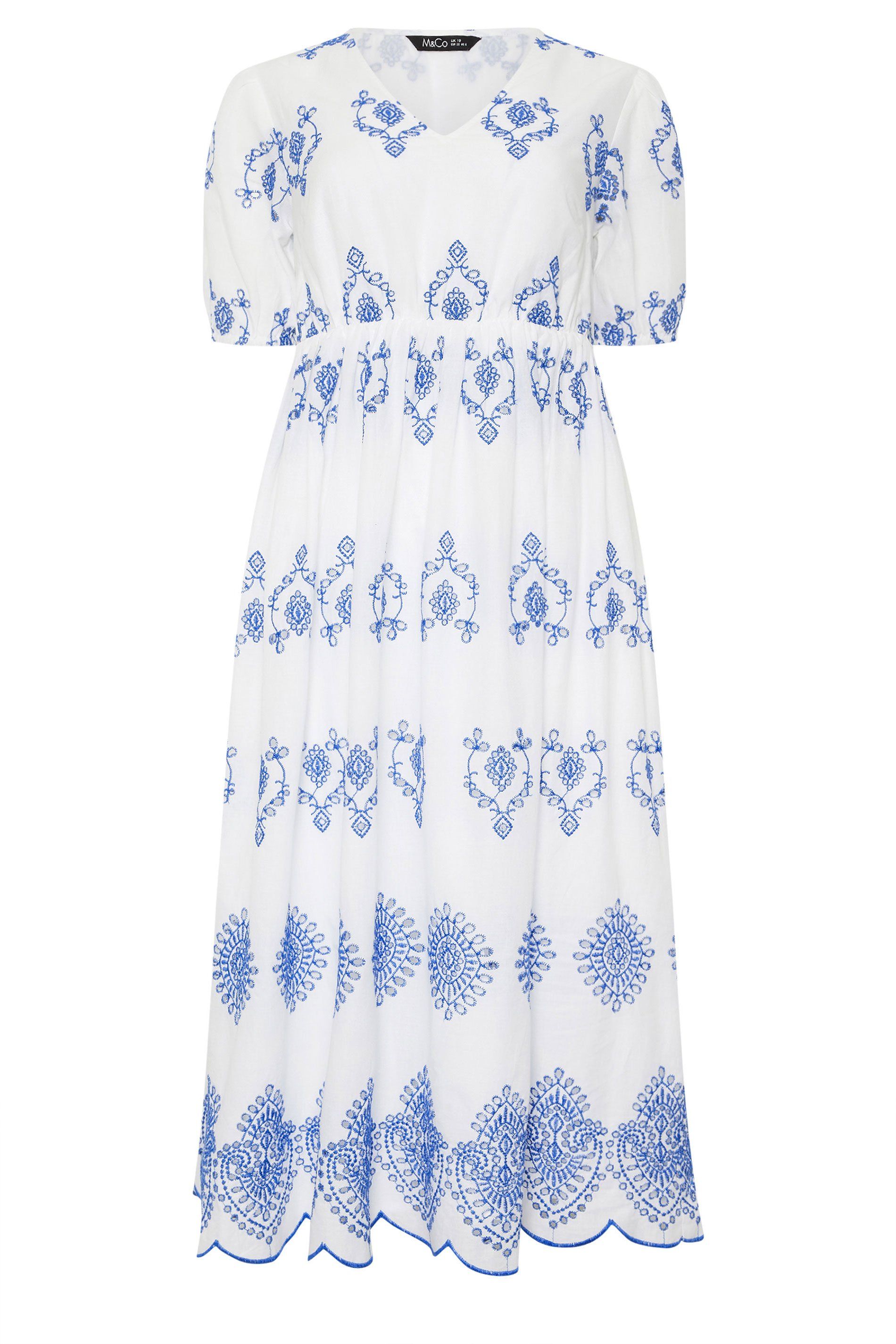 M&Co Embroidered Cotton Midi Dress