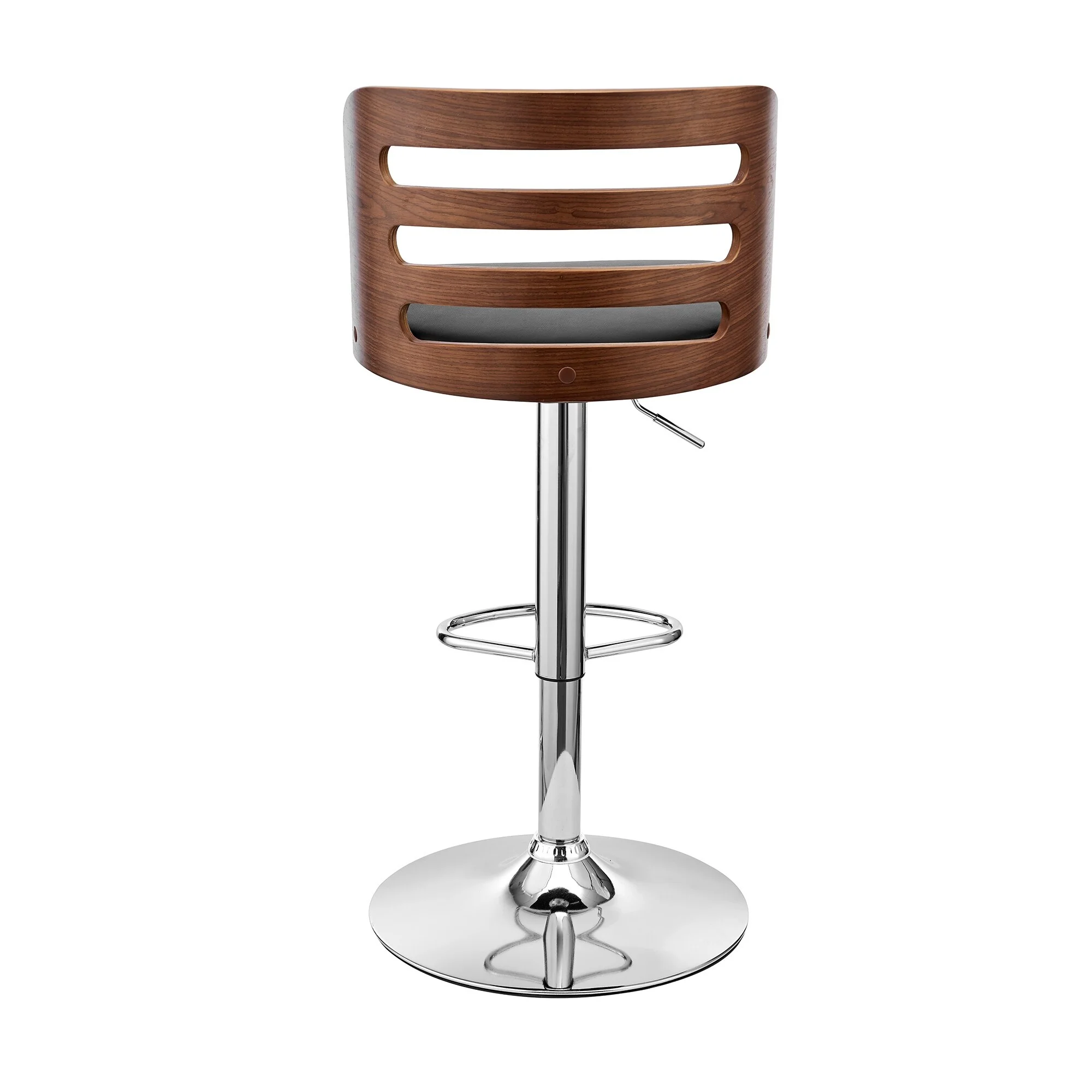 Black Upholstered Chrome Base Adjustable Swivel Bar Stool