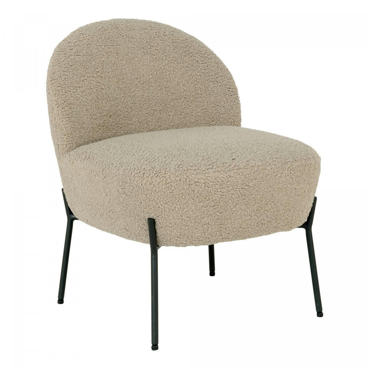 MELISSA - Fauteuil rond en tissu bouclé beige