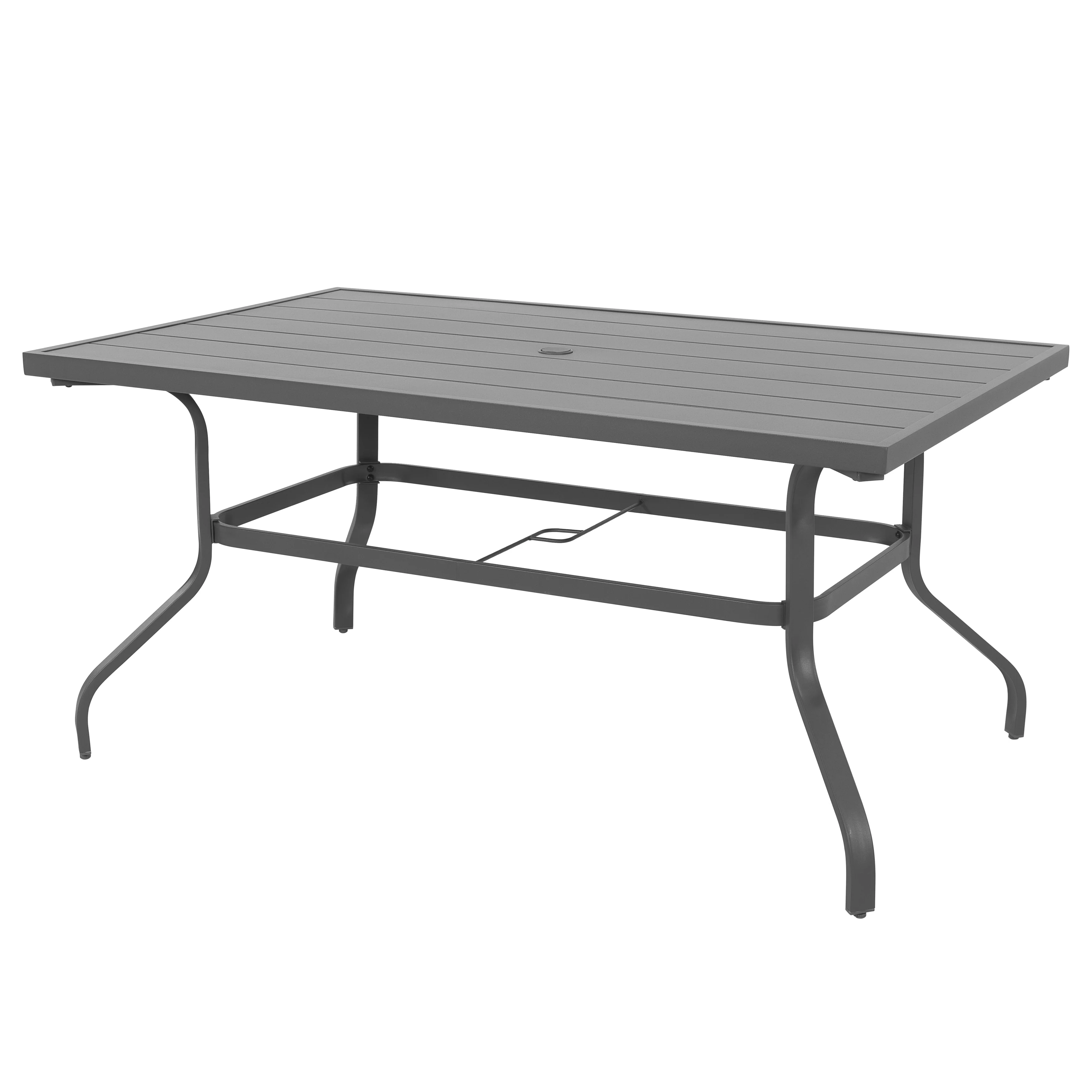 Outdoor Rectangle Powder-coated Iron Dining Table with 1.57'' Umbrella Hole