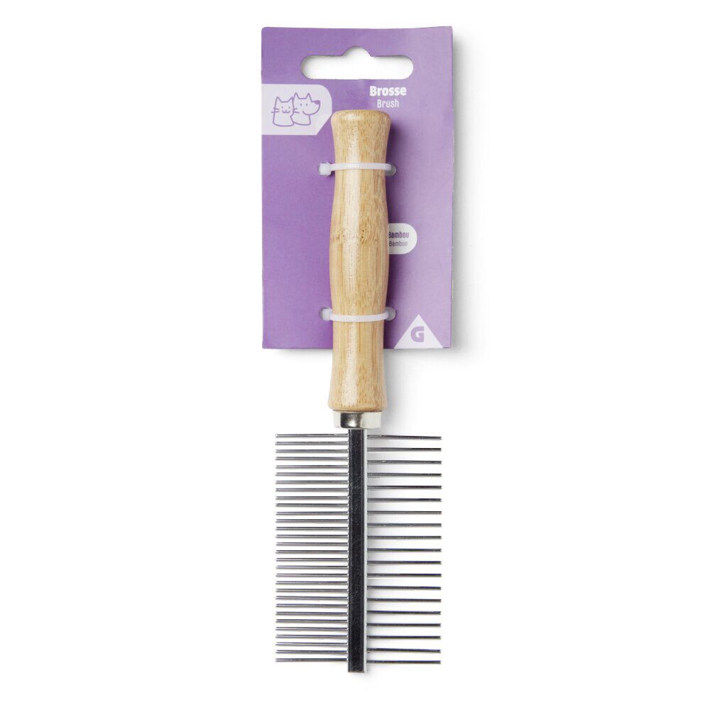 Brosse animal double peigne métal et bois