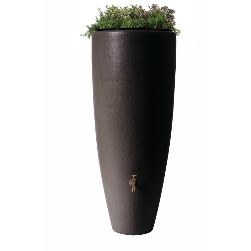 Tonneau à eau de pluie avec bac à plantes moka 300 L GARANTIA