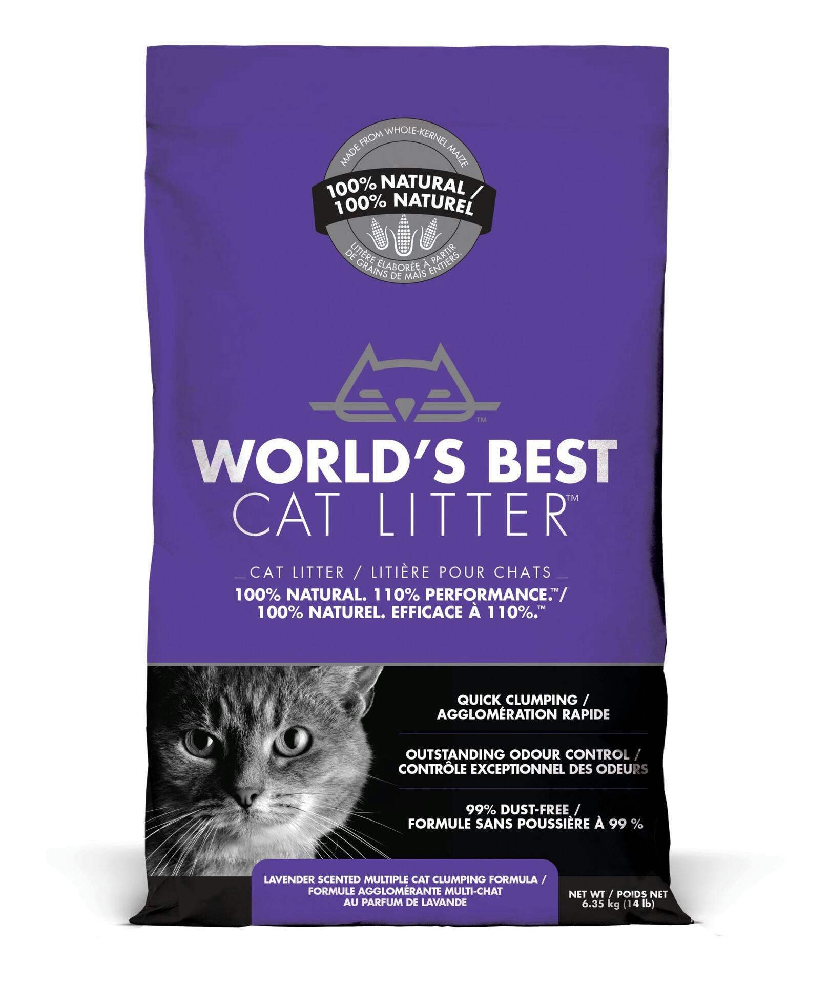 World's Best Natural Multi-Cat Clumping Cat Litter Formula, Lavender Scented, 6.35-kg
