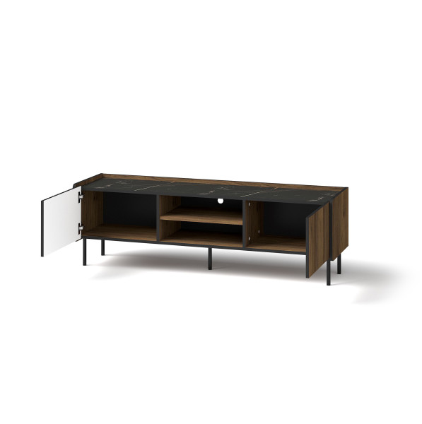RTV 150cm dwudrzwiowa ryflowana PRESTIGO Czarna / Orzech
