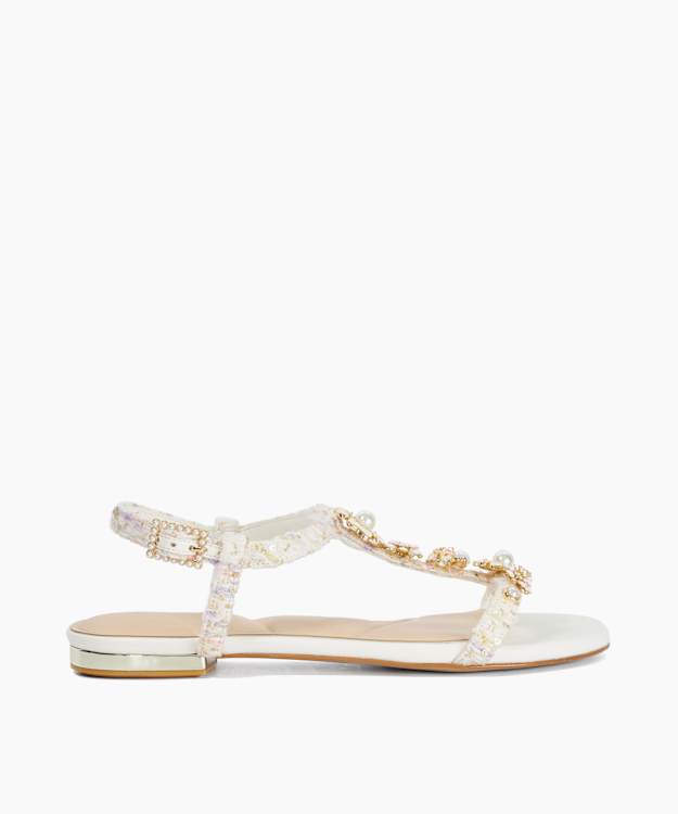 Nature Multi - Embellished T Bar Wide Fit Sandals