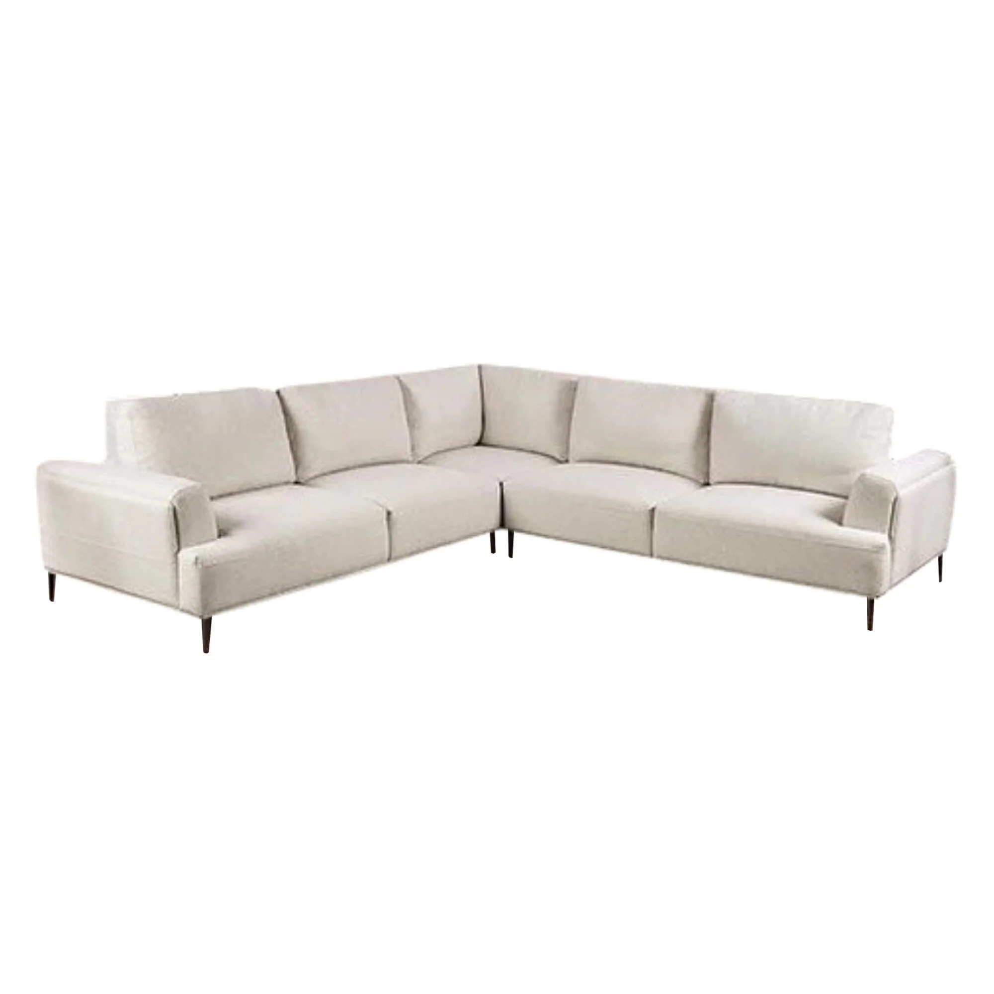 Batty L Sectional Sofa Set, Beige Chenille, 114 Inch, Adjustable Back