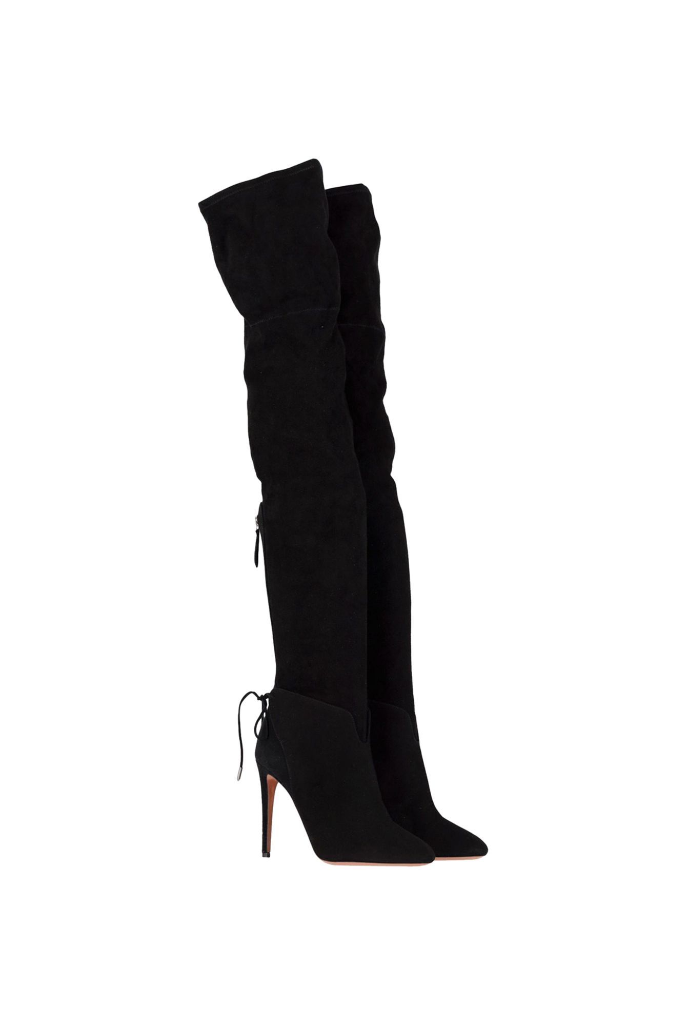 Aquazzura Preloved Giselle Over-The-Knee Boots in Black Suede