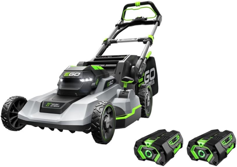 EGO Power+ 21-Inch 56V Self-Propelled Cordless Lawn Mower with 2x 4.0Ah Batteries  Rapid Charger, Black