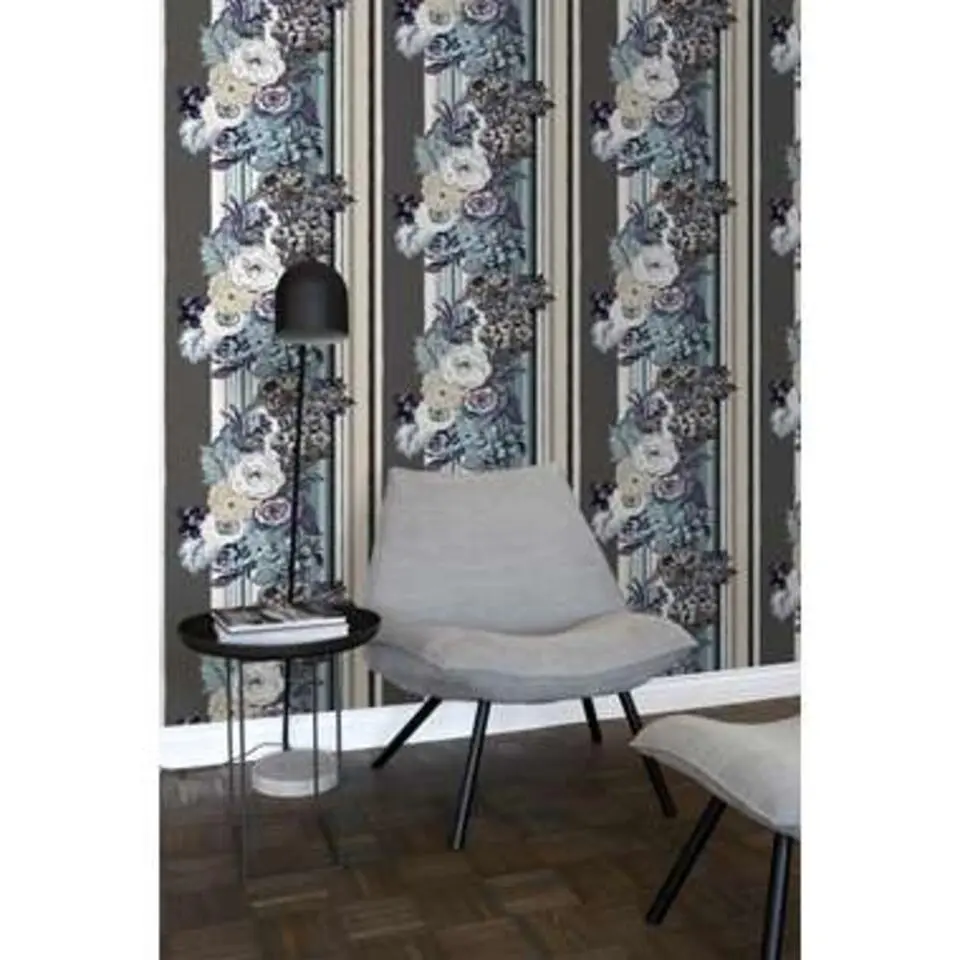 ESTAhome behang - vintage bloemen - taupe en donker paars