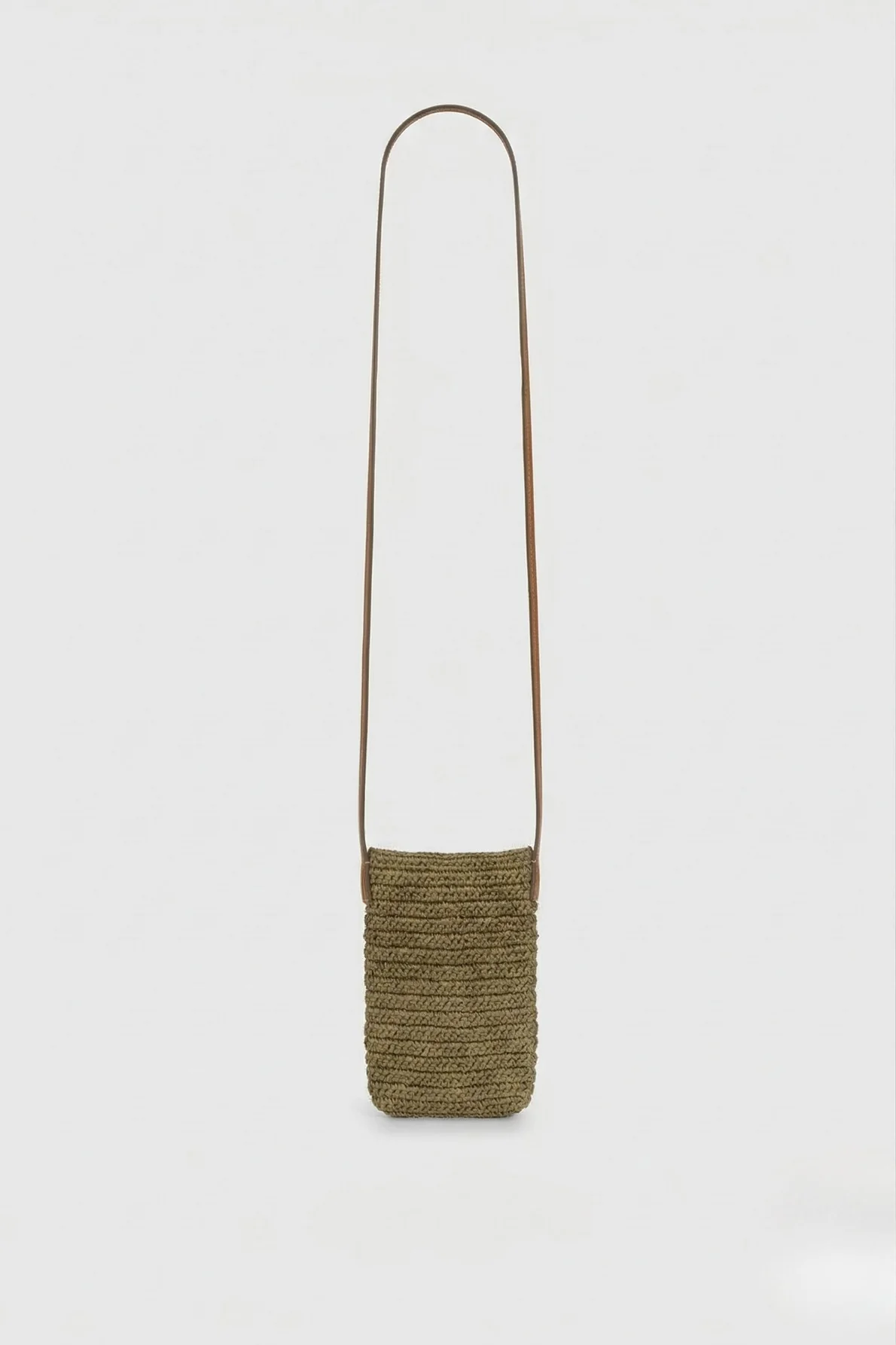Porte téléphone en raphia et cuir - ROSIE