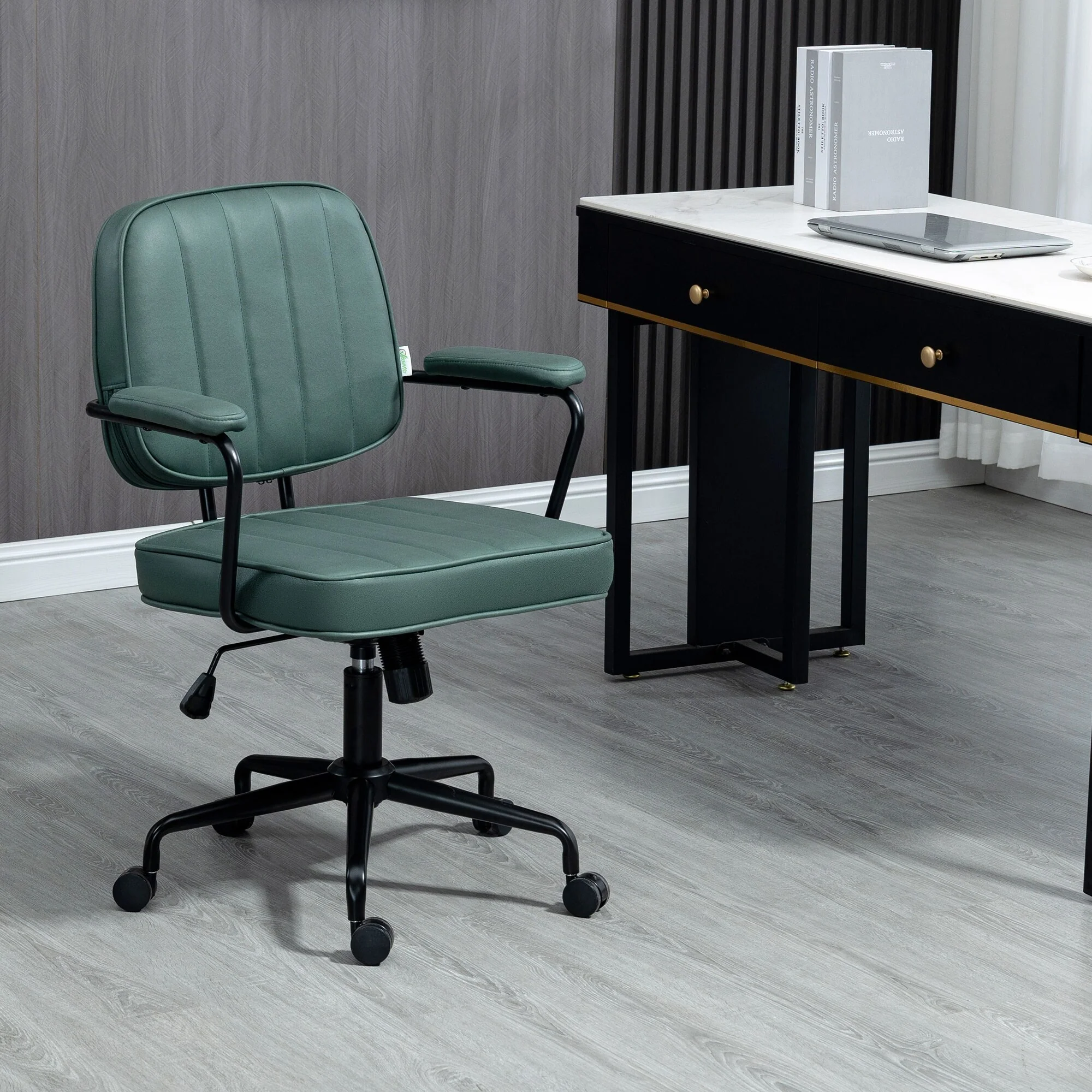 Office Desk Chair with Tilt Lock and Metal Base, Swivel Height Adjustable Computer Chair, Comfy Upholstered Task Chair