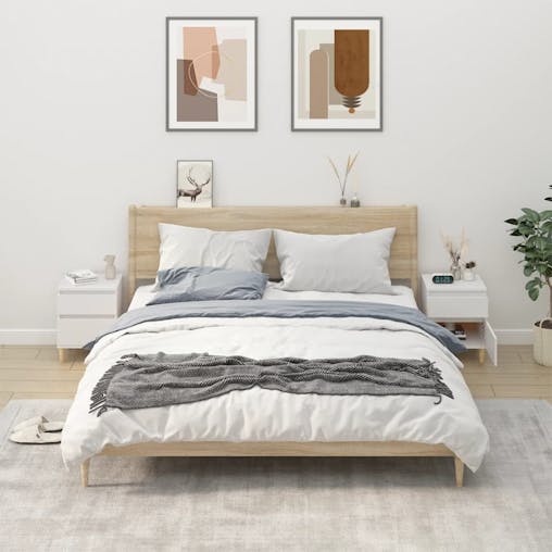 NNEVL Bedside Cabinets 2 pcs White 40x35x50 cm