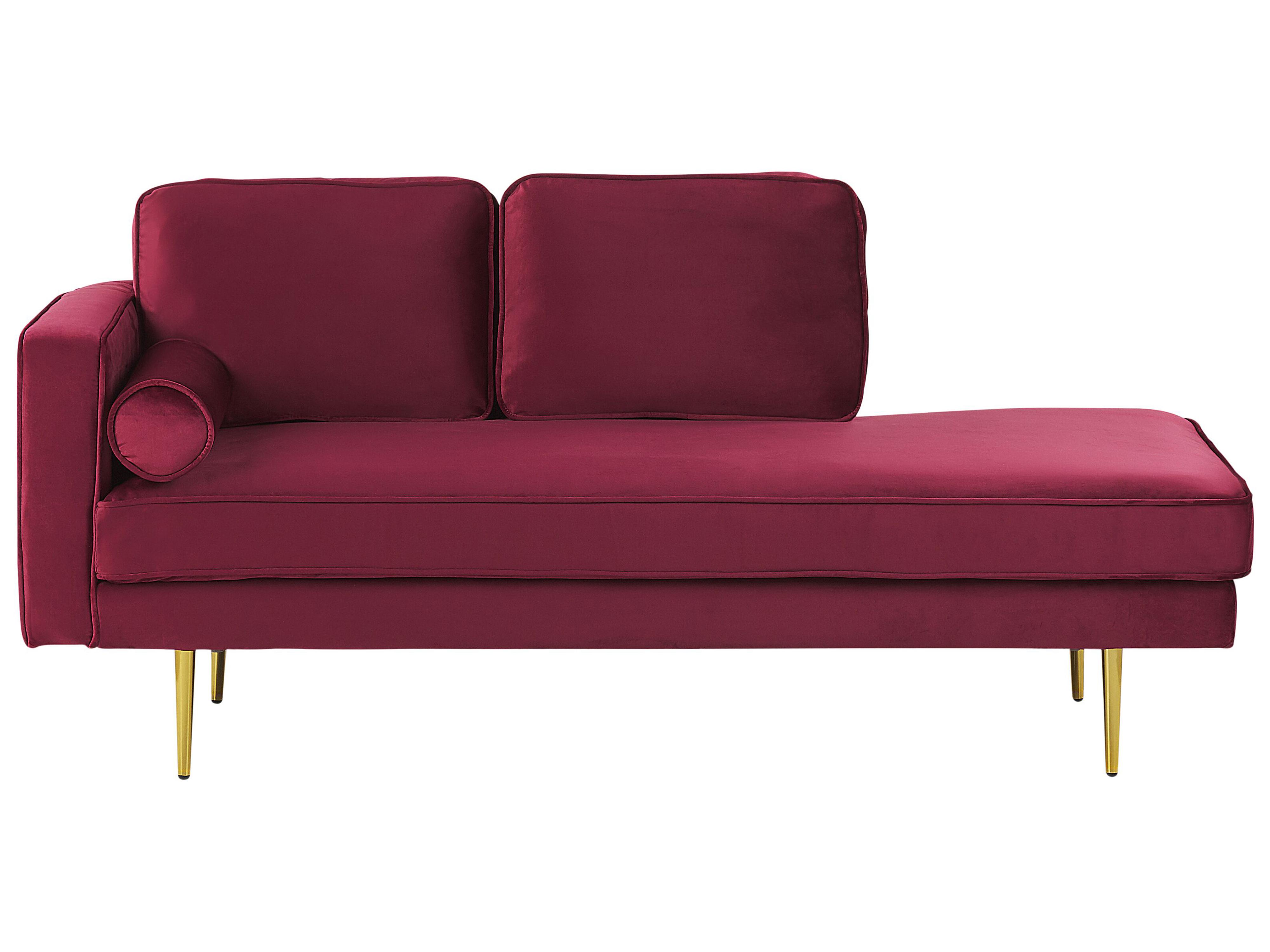 Left-Hand Chaise Longue MIRAMAS Velvet Dark Red