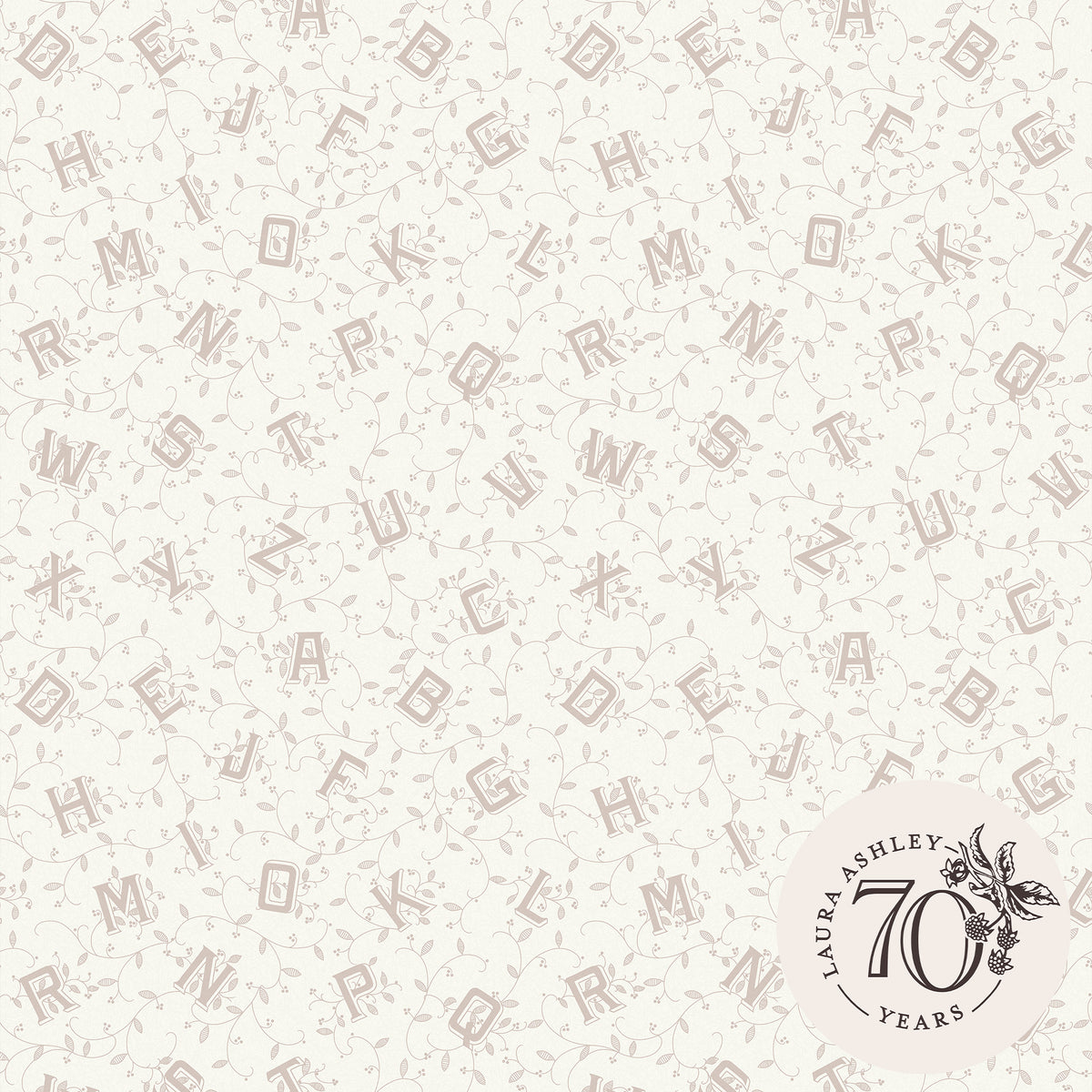 Laura Ashley Vliesbehang - Alphabet Dove Grey 10mx52cm