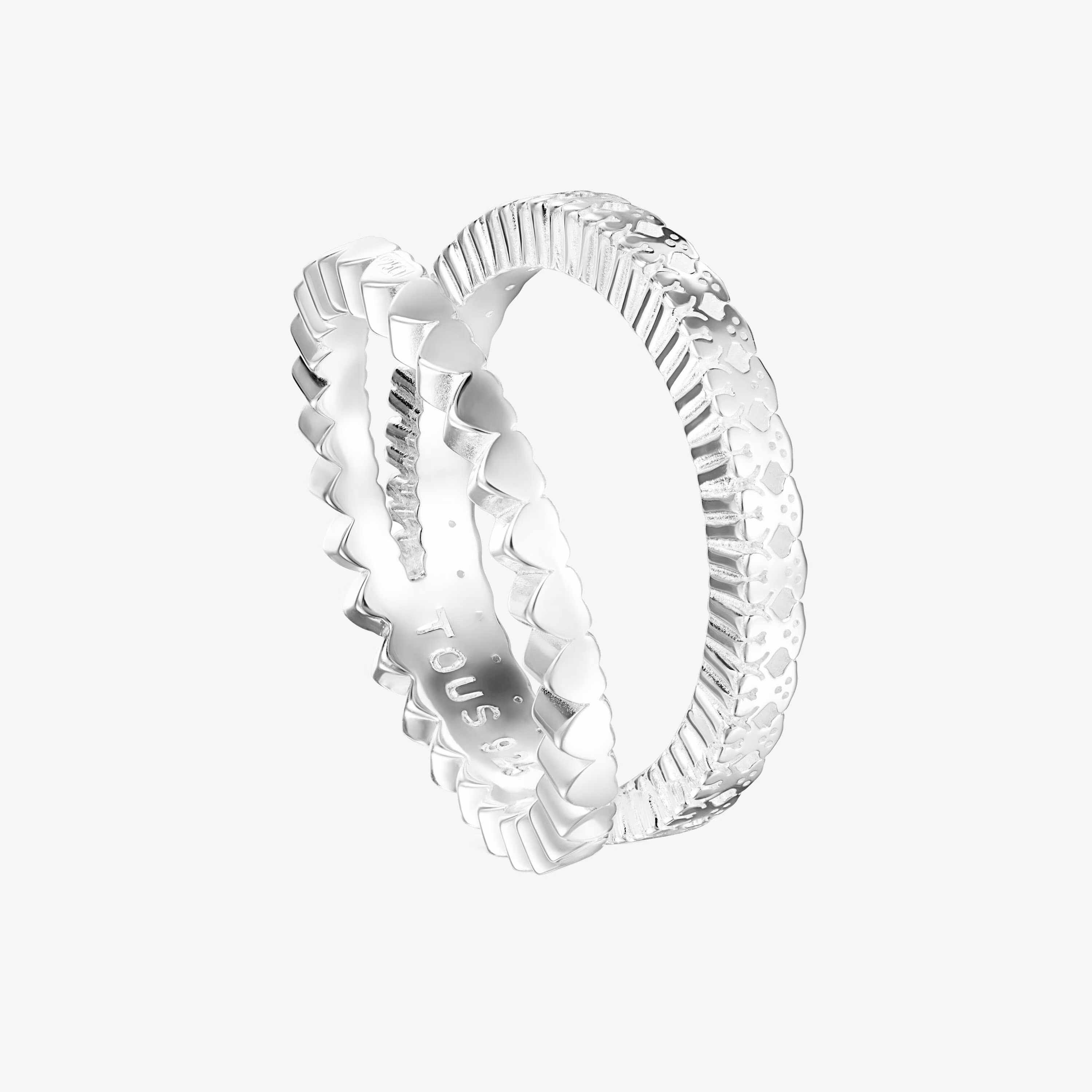 Anillo doble de plata motivos corazón Straight