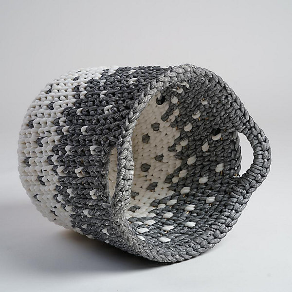 Panier en corde gris et blanc S Elly