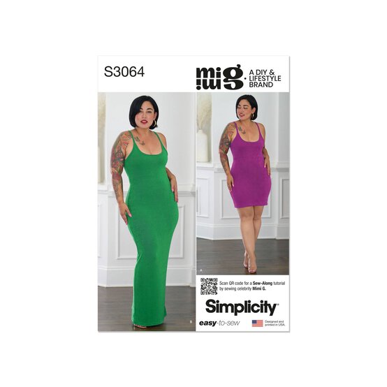 Simplicity Women’s Knit Dress Sewing Pattern S3064 (20W-28W)
