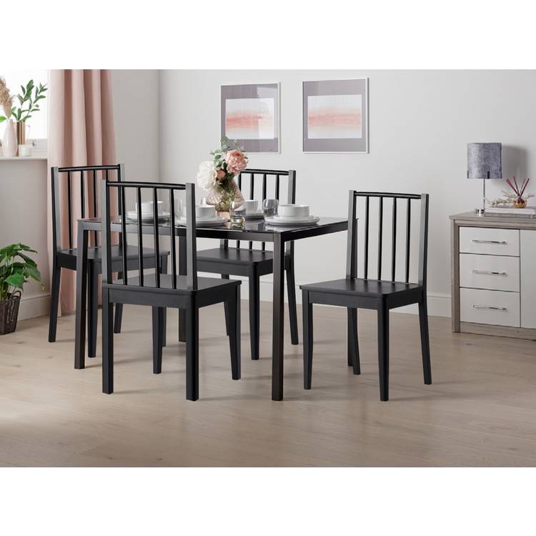 Habitat 4 Nel Solid Wood Spindle Chairs - Black