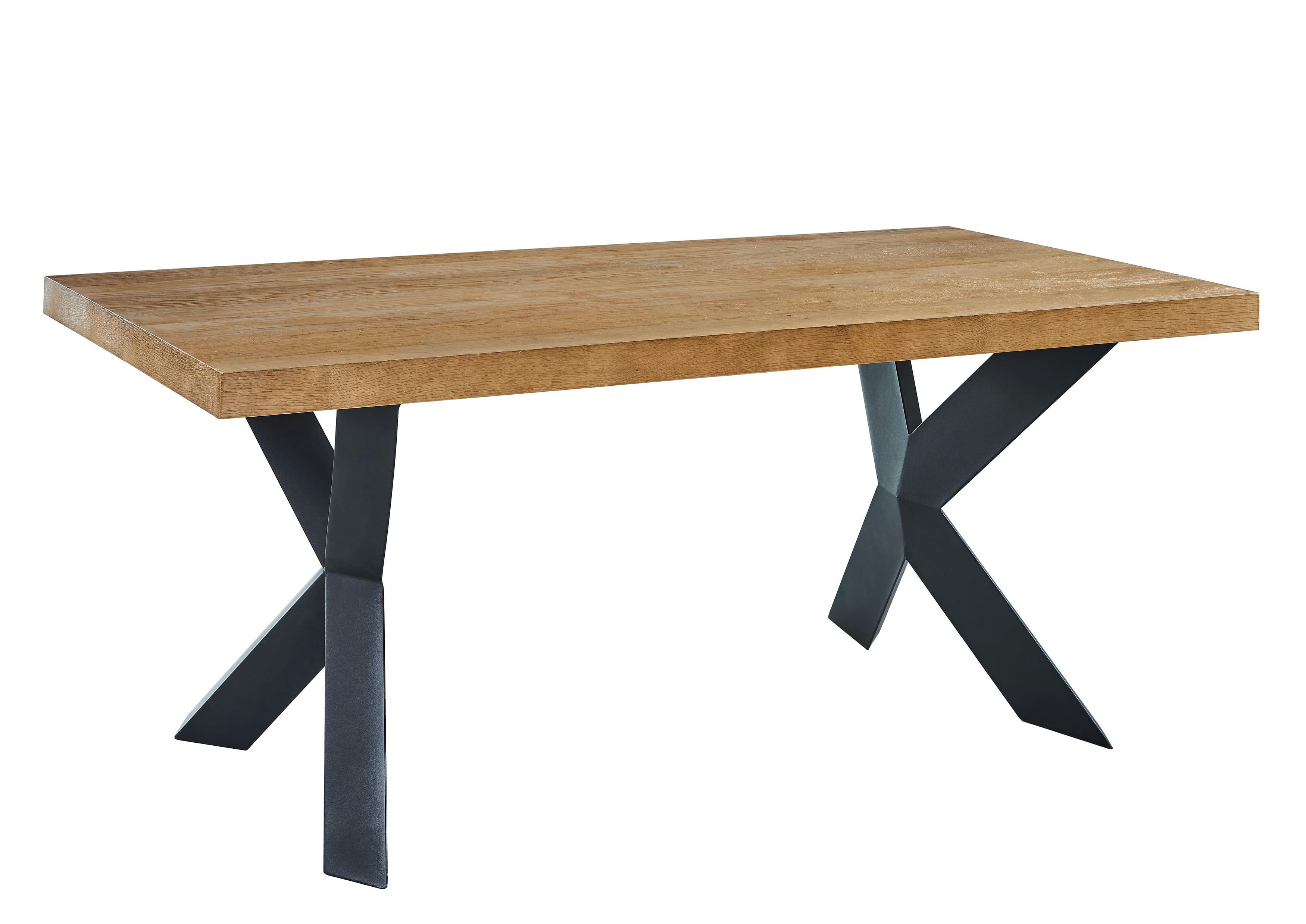 PLATON - Table de séjour   placage chêne et métal noir  180cm