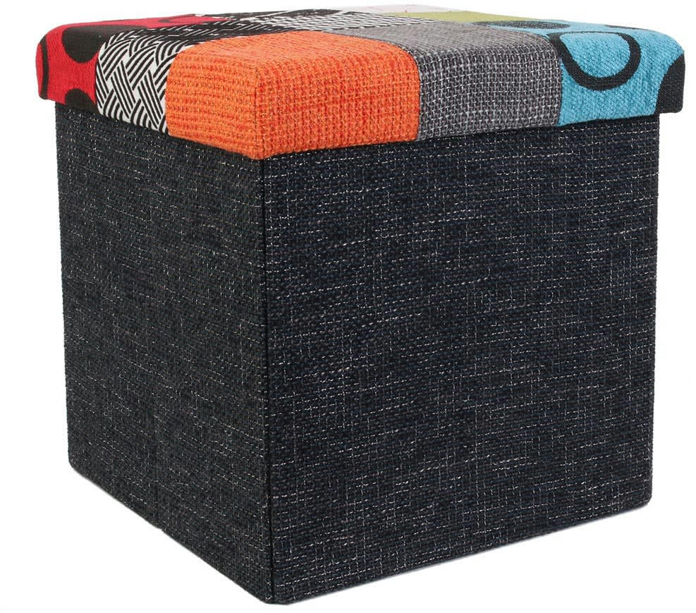 - Pouf coffre de rangement patchwork