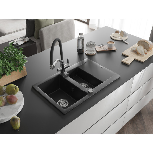 Zlewozmywak Granitowy Gaspar Mexen Czarny 73,7x47,5