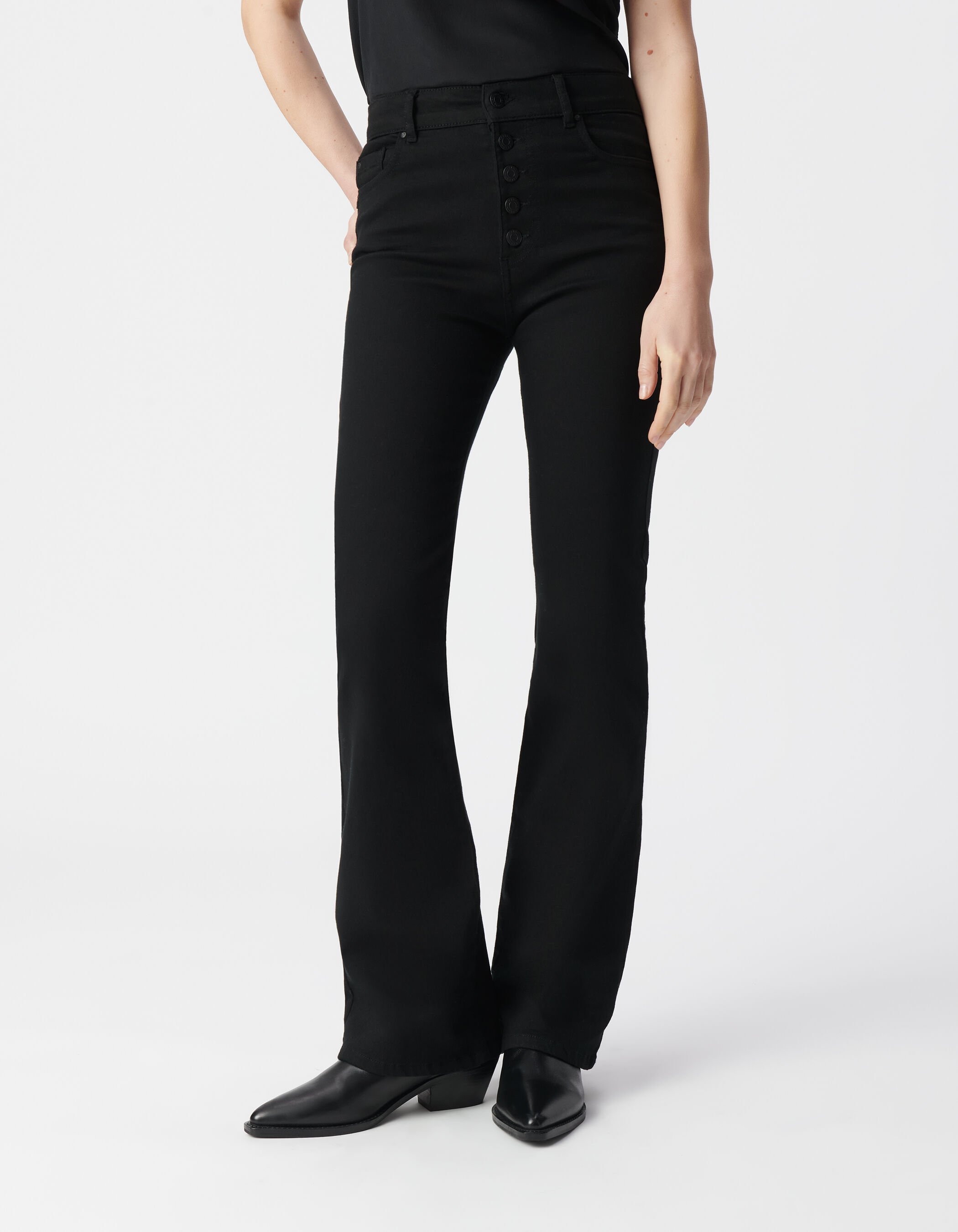 Jean flare noir taille haute Waterless Femme