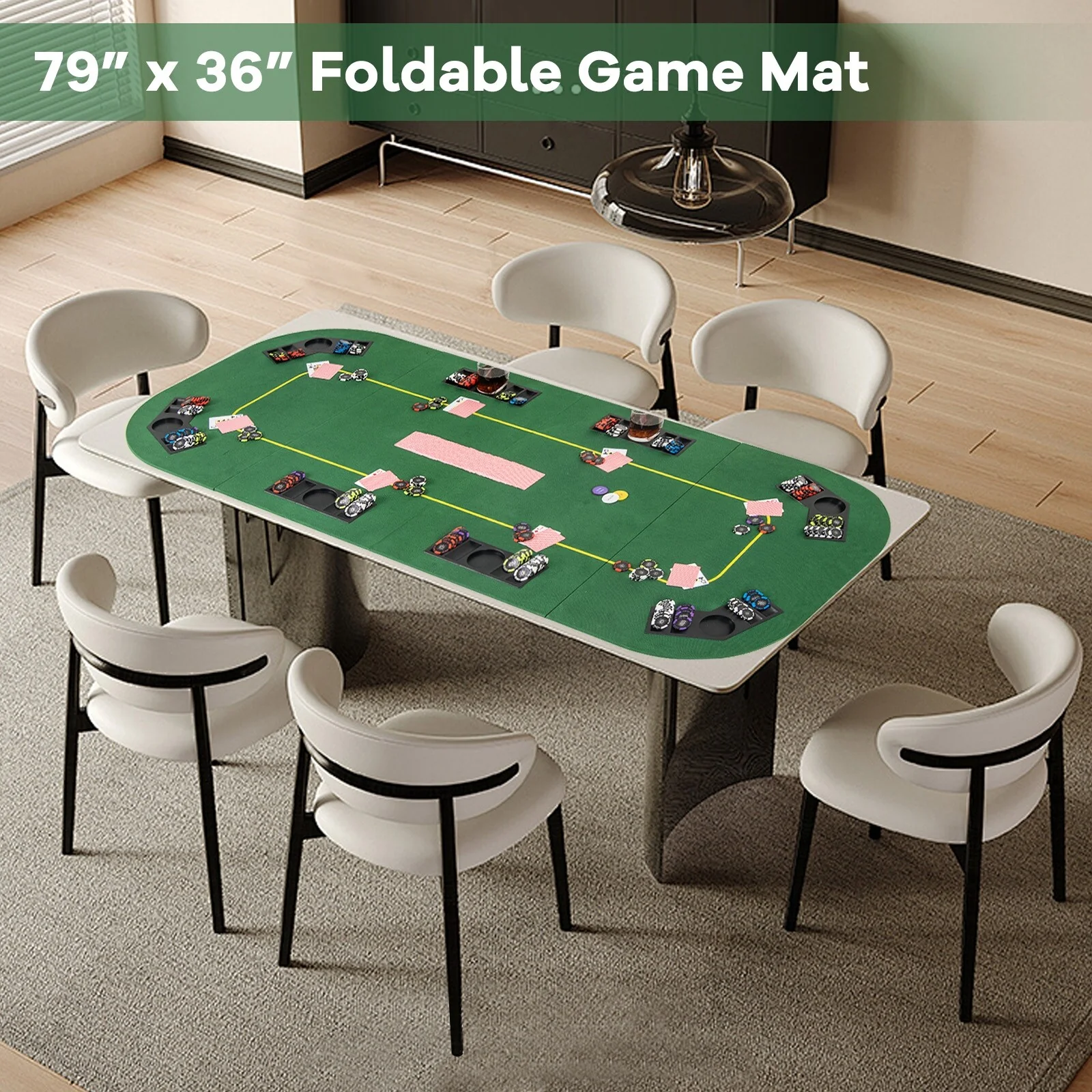 Gymax 80 x 36 Folding 8 Player Deluxe Texas Poker Table Top w/Cup