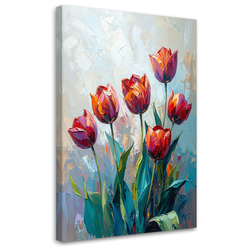 Feeby Obraz nowoczesny, Czerwone Tulipany Kwiaty jak malowany 40x60