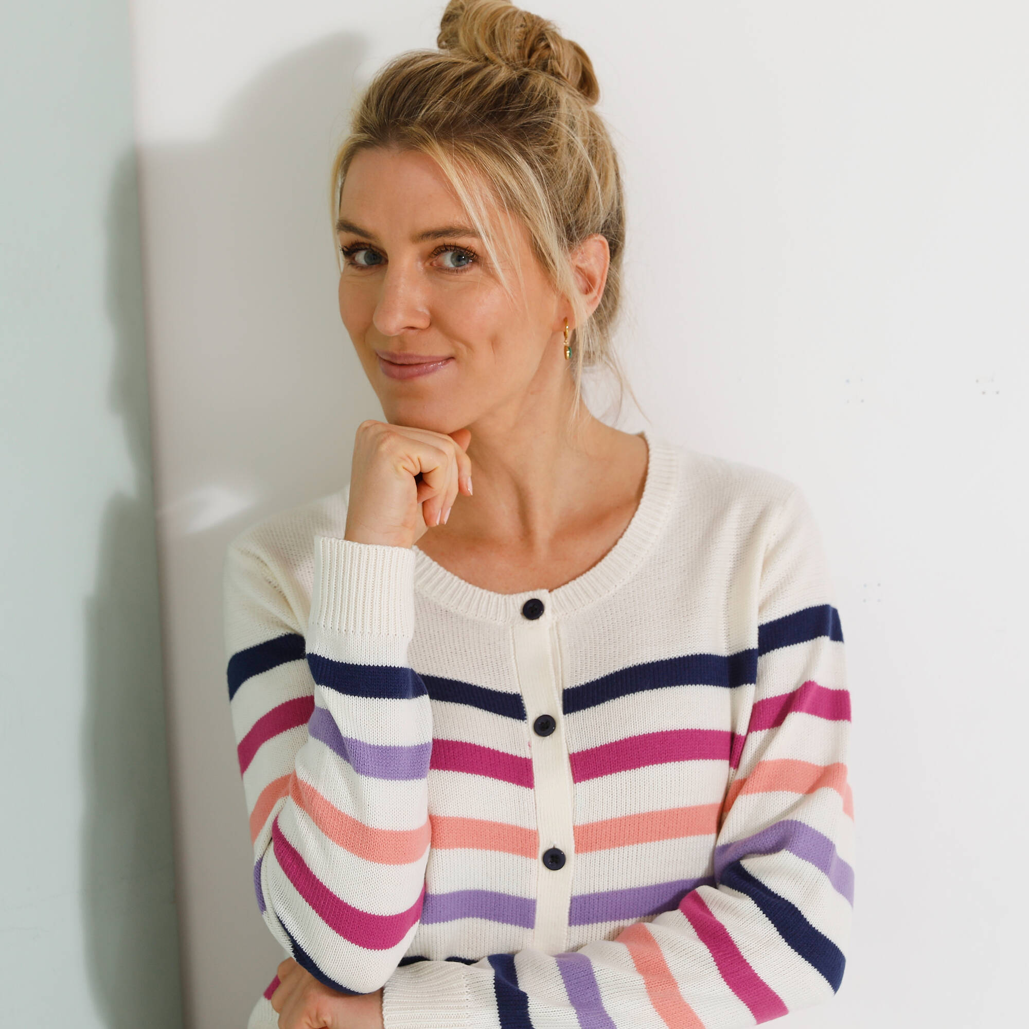 Cardigan rayé boutonné