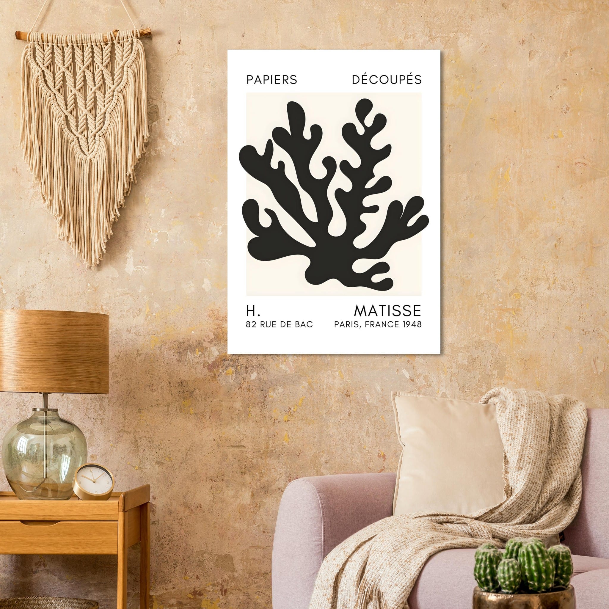 Artfulprints Poster Matisse – Saltflower shapes black  - 70x100 cm - Zwart
