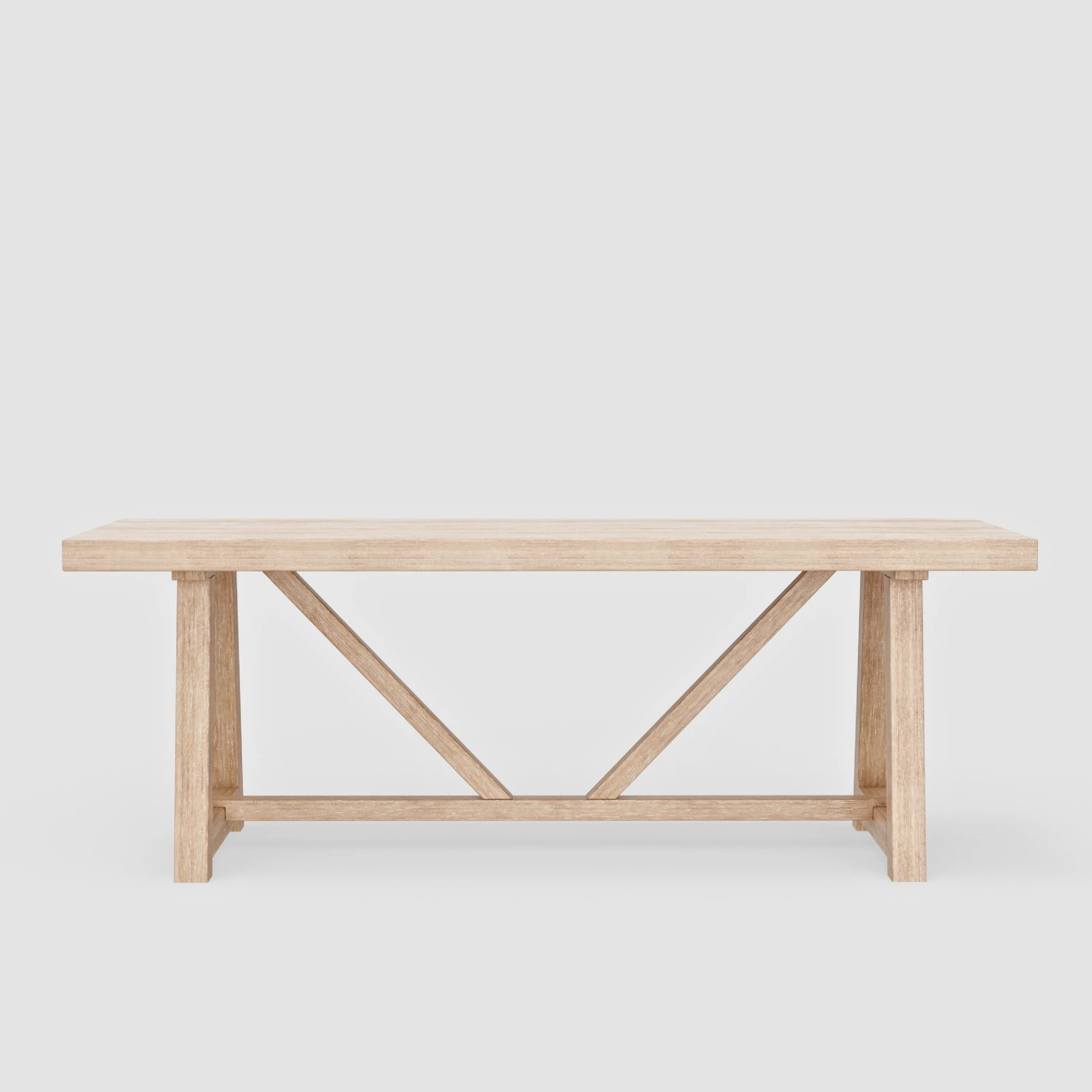 Hela Dining Table, 84 Inch Rectangular Top, Driftwood Brown Rubberwood