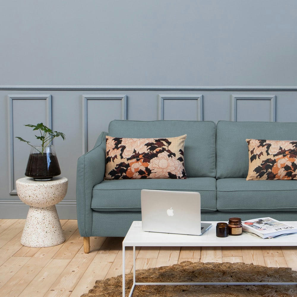 VORNAY - Canapé convertible ouverture express 3 places en tissu bleu pétrole