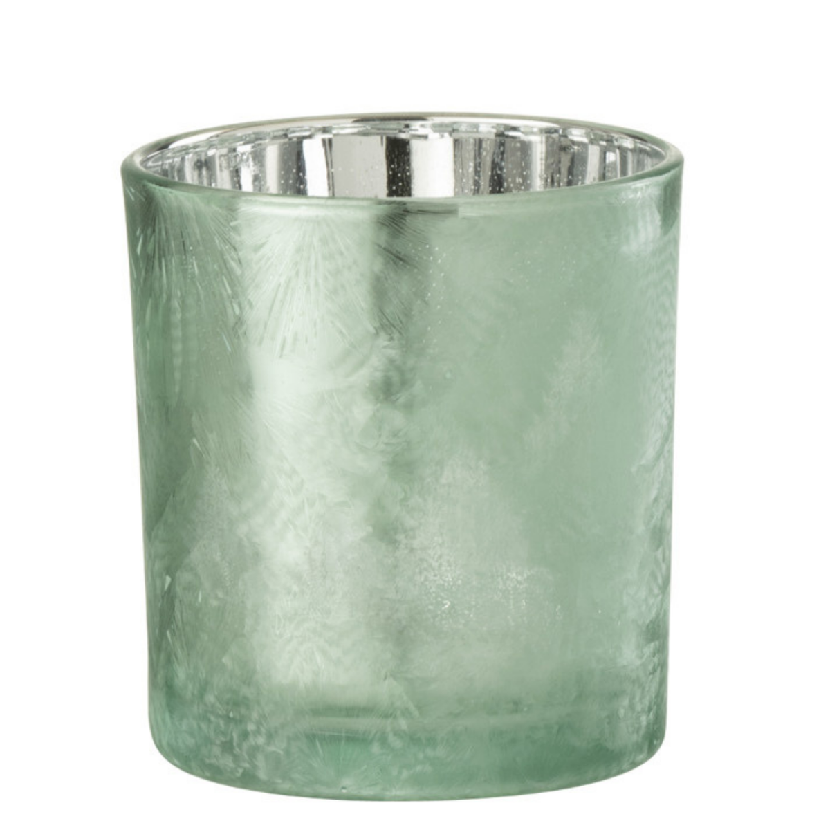 J-Line windlicht Boom - glas - groen/zilver - 3 stuks