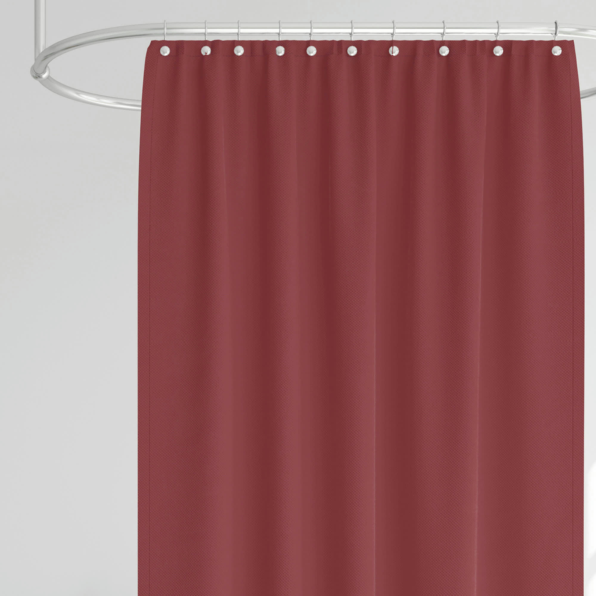 - Rideau de douche classique tissu jacquard uni rouge bordeaux