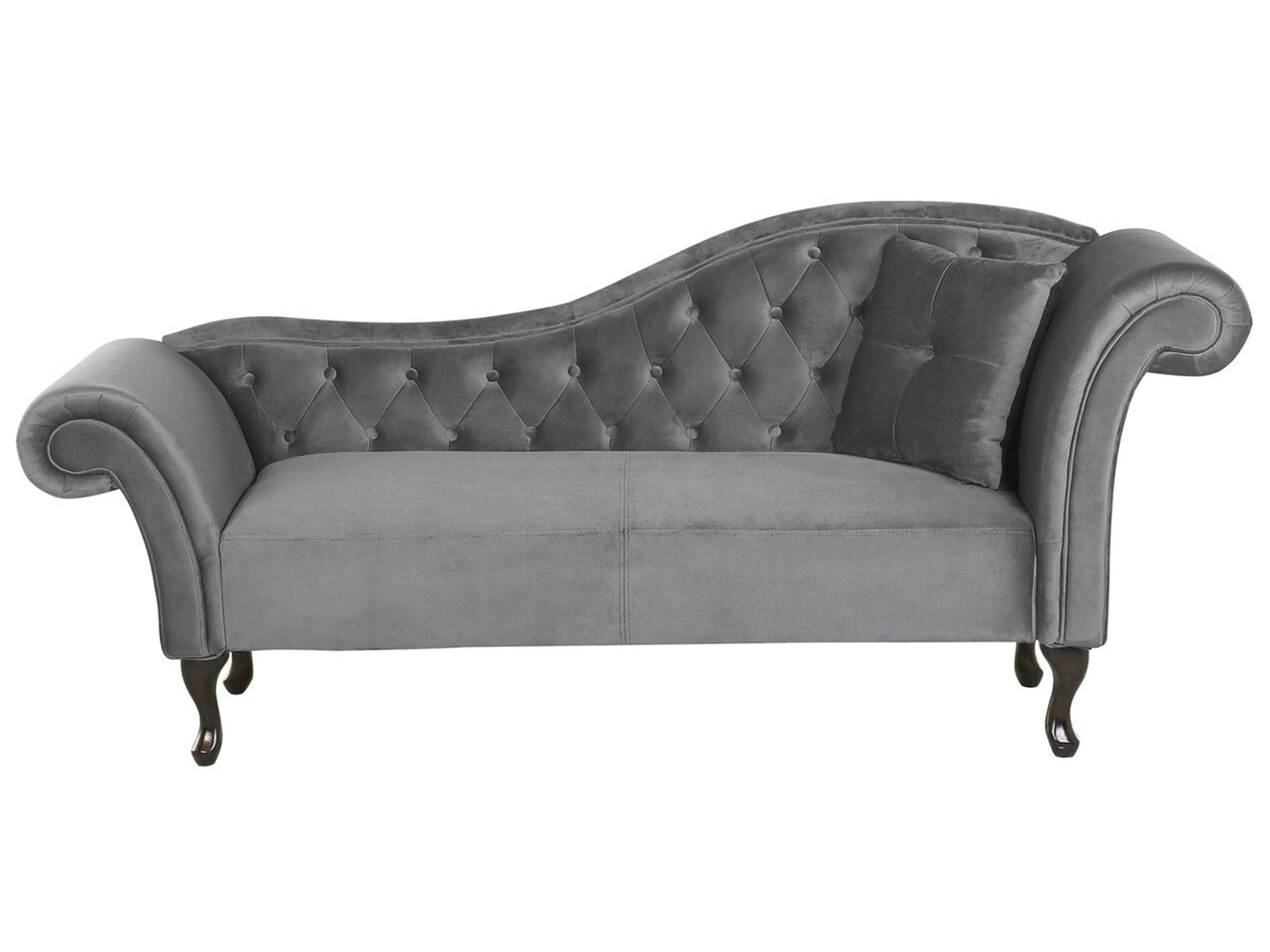 Right-Hand Chaise Longue LATTES Velvet Grey
