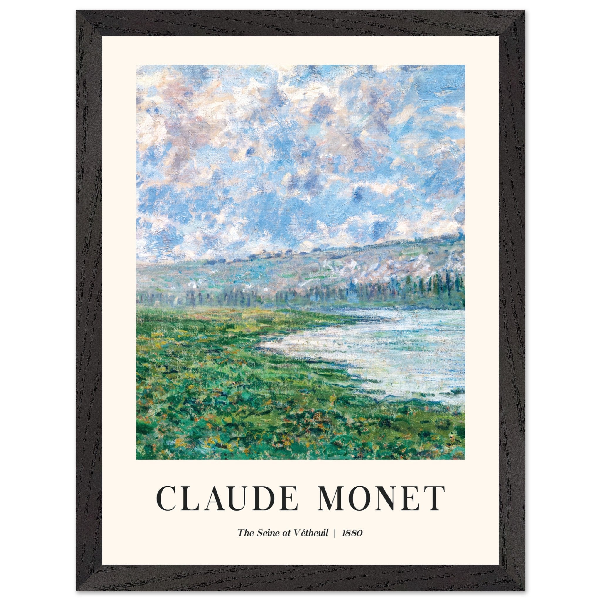 Artfulprints Poster met Lijst Claude Monet - The Seine at Vétheuil  - 30x40 cm - Blauw