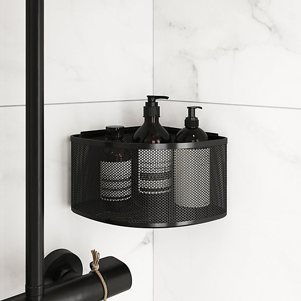 Panier d'angle de douche noir GoodHome Elland