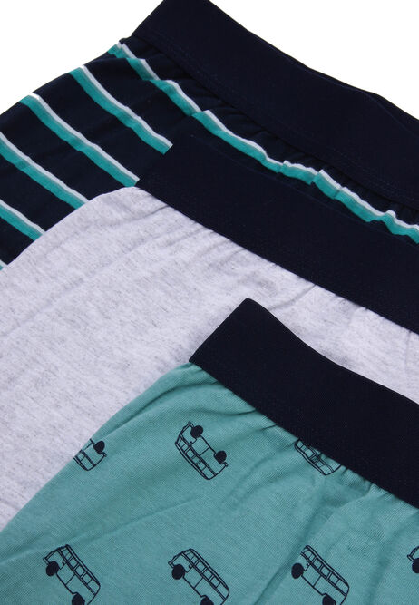 Mens 3pk Sage Car Print Loosefit Boxers