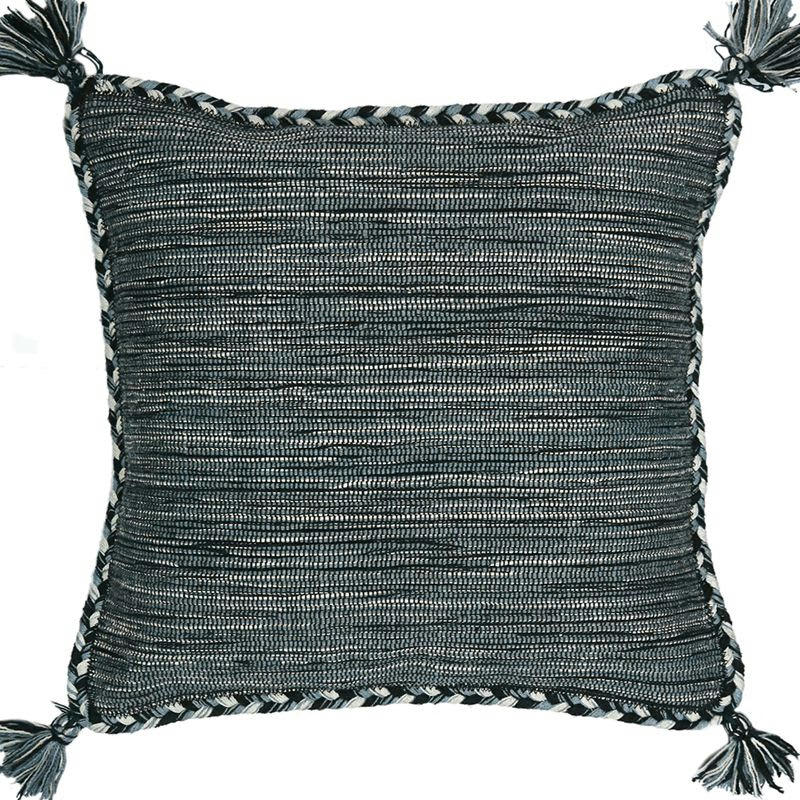 SAHARA - Coussin 100% coton tissé et tressé gris 45x45