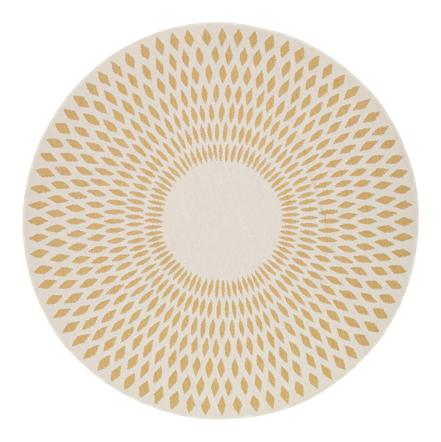 ILLUSION - Tapis rond deco scandinave jaune 240x240, OEKO-TEX®