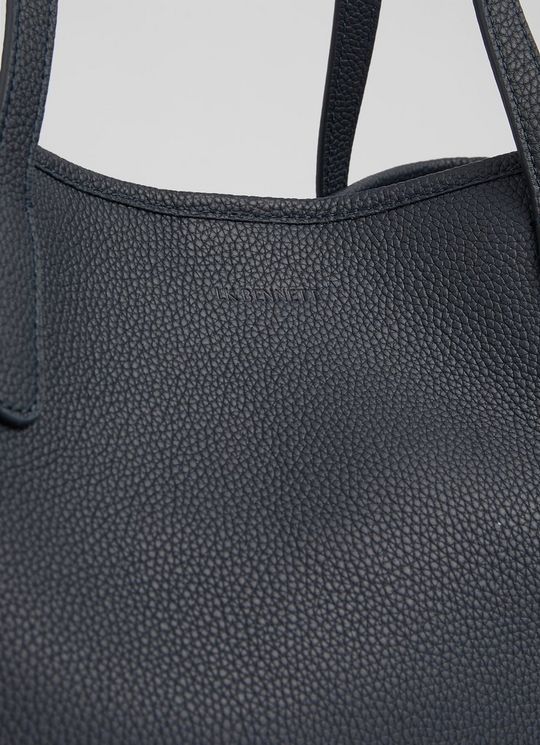 Lili Navy Grained Leather Tote Bag