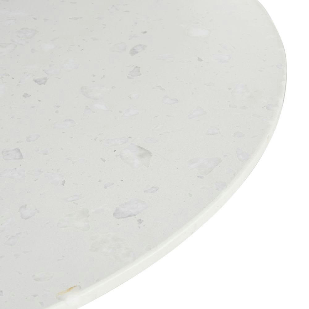 Tulla - Table à manger en pierre effet terrazzo et rotin 5/6 personnes D120