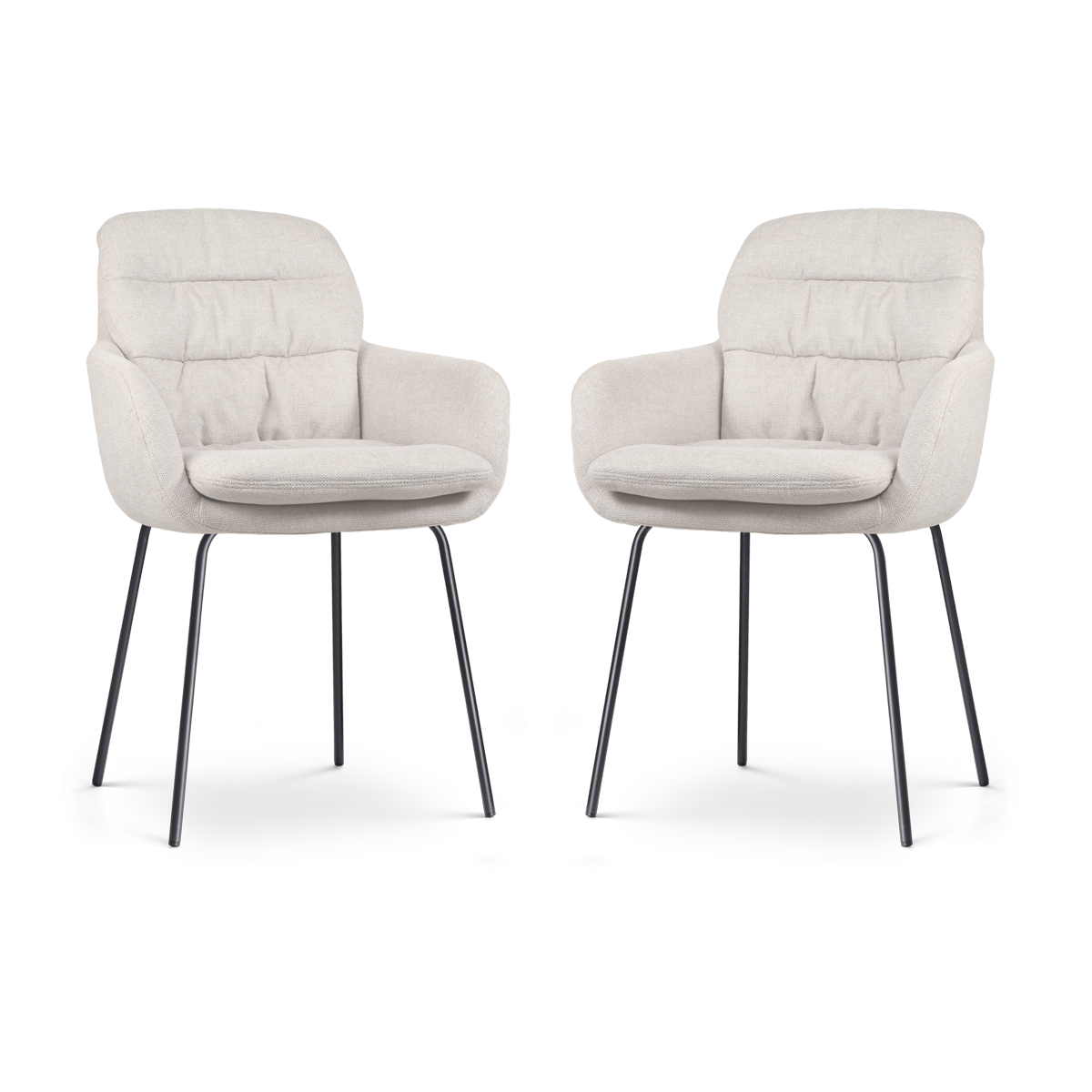 Nolon Nora-Mia Eetkamerstoelen Set van 2 - Beige - Zwart Onderstel
