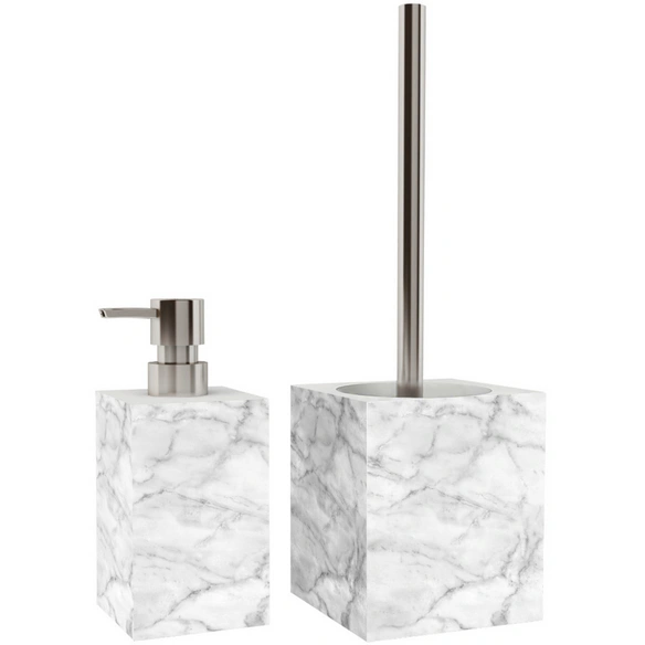 Bad-Accessoire-Set »Marmor«, Grau, Rechteckig