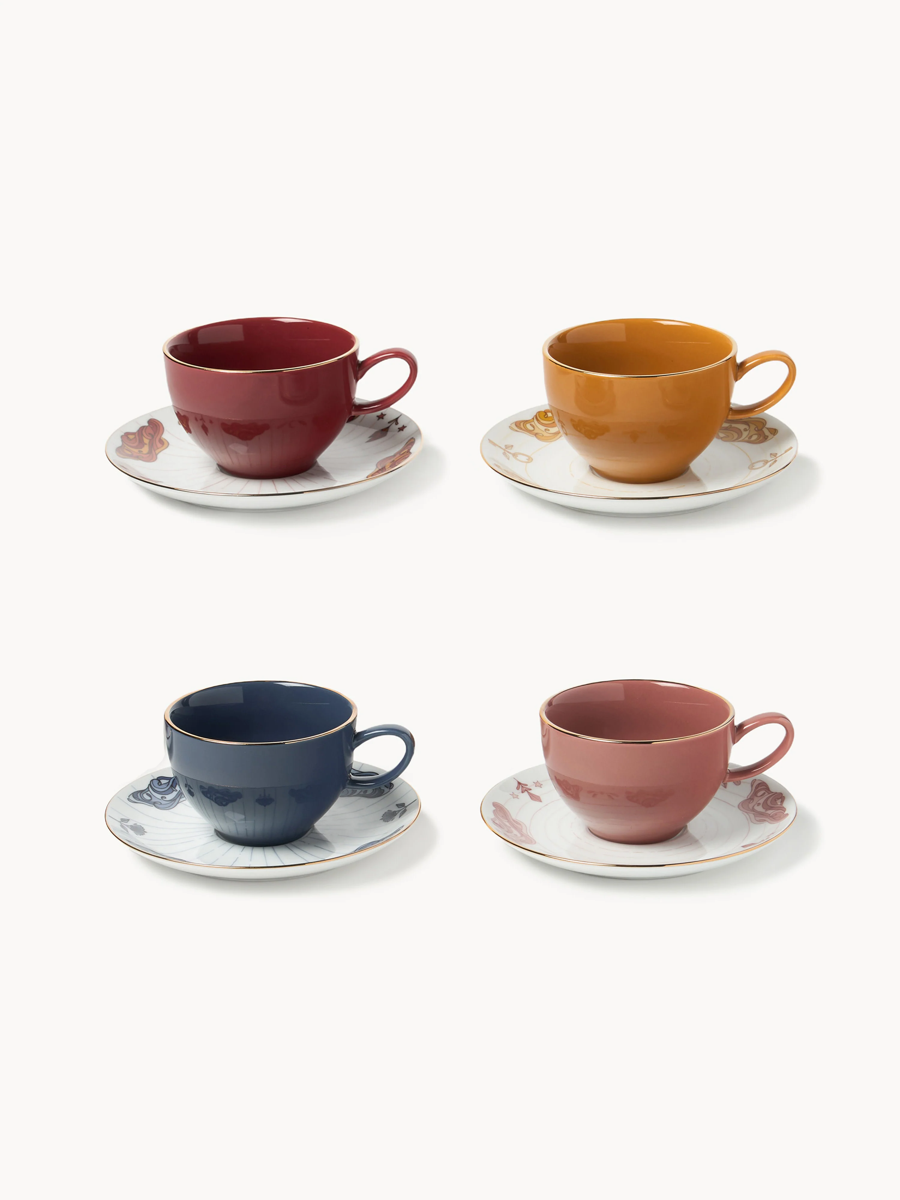 Tassen Mystic mit Untertassen, 4er-Set