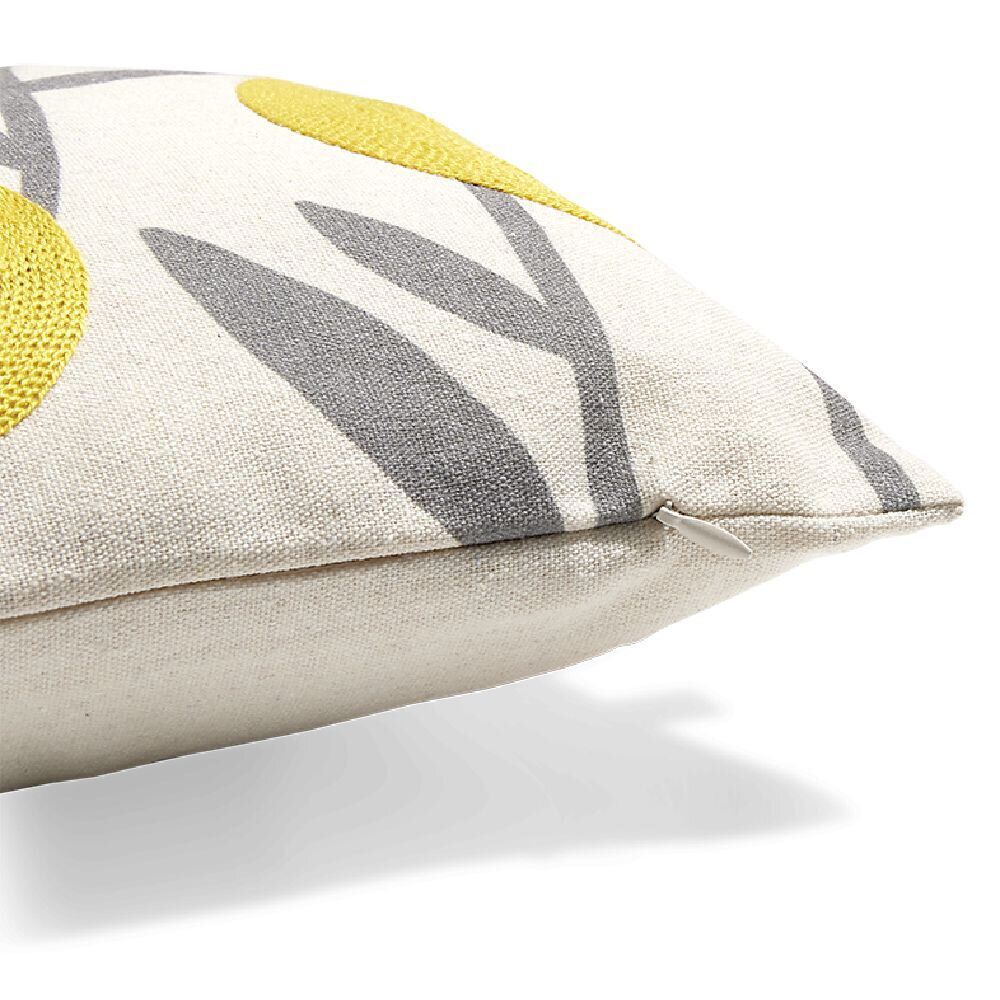 Housse de coussin imprimé floral jaune avec broderie 30x50cm