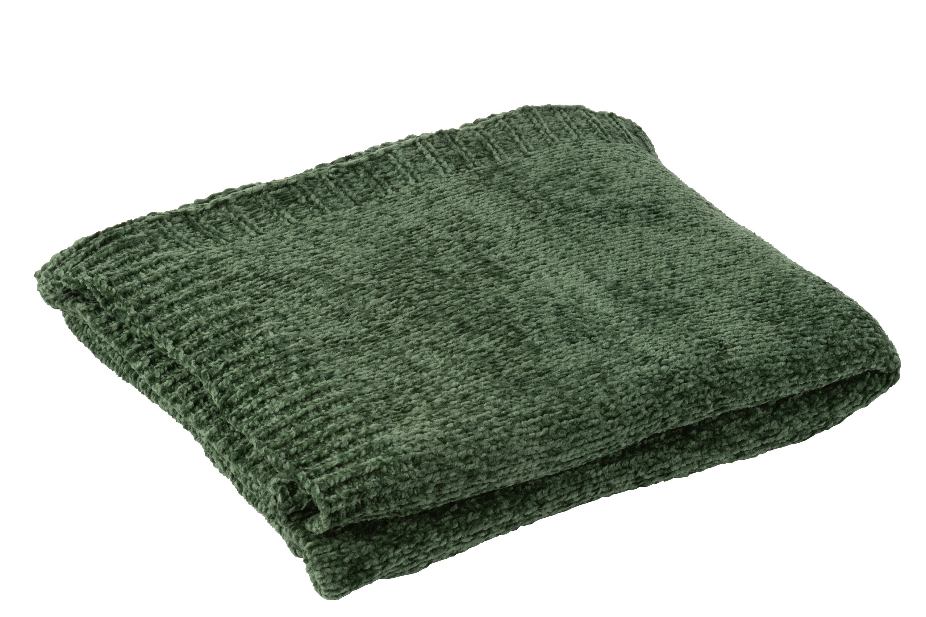 J-Line deken Chenille - polyester - groen