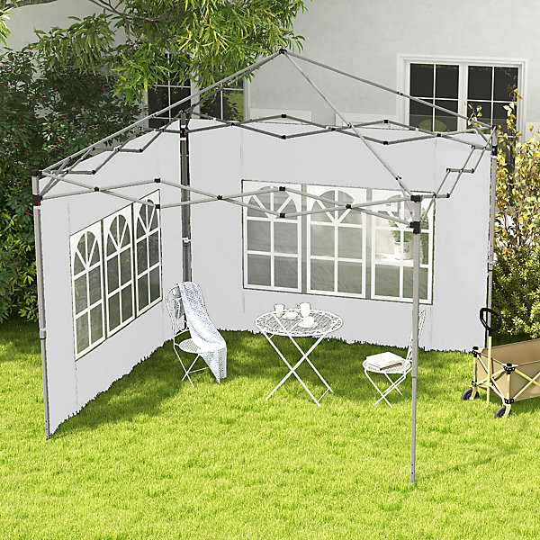 Lot de 2 parois latérales pour tonnelle 3 x 3 m ou 3 x 4 m - bâches de barnum 295 x 195 cm blanc