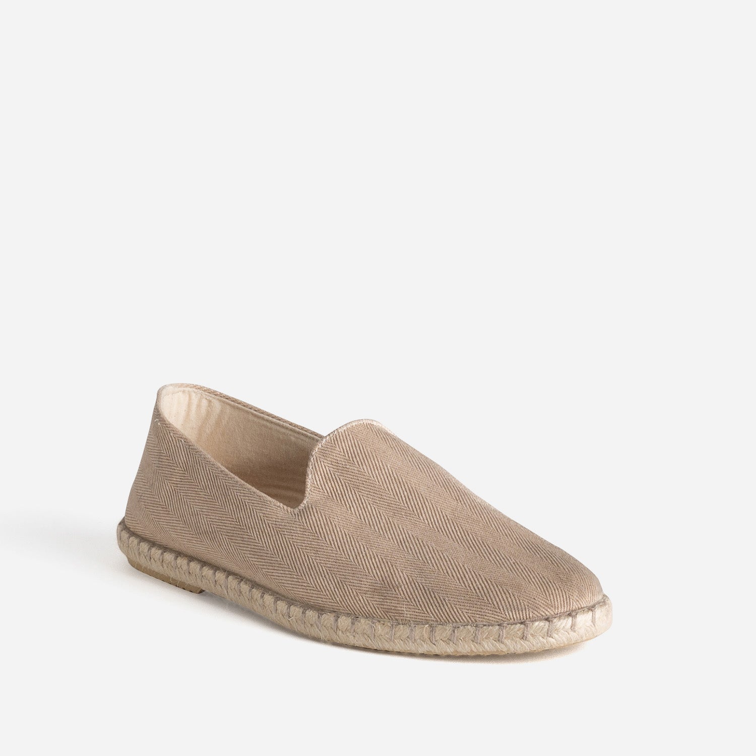 Slip-on beige textile motif chevrons